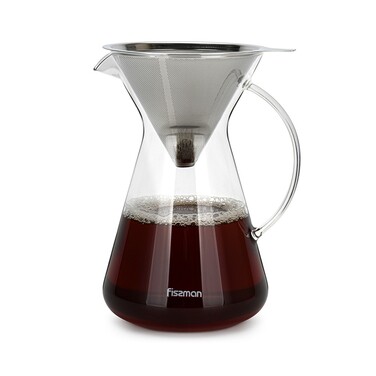 Кофейник Fissman POUR OVER 900 мл. со стальным фильтром жаростойкое стекло (9083)
