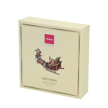 Блюдо Fissman CHRISTMAS квадратное 22,5х22,5 см с резной кромкой фарфора (14018)