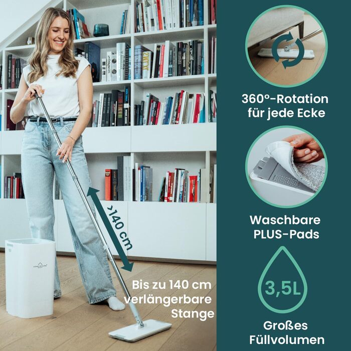 Набір швабри з відром 140 см сірий WONDERHOME