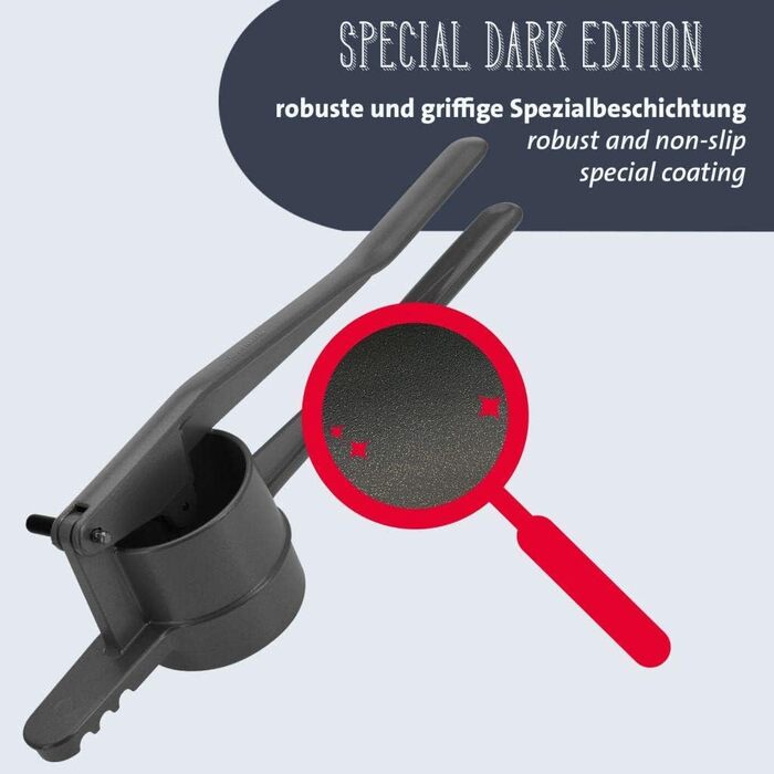 Прес для пресування та картоплі Westmark Sptzlepress Special Dark Edition, довжина 41 см, з круглою перфорацією, високоякісне спеціальне покриття, алюміній, антрацит, 6110226Z Антрацит одинарний одинарний