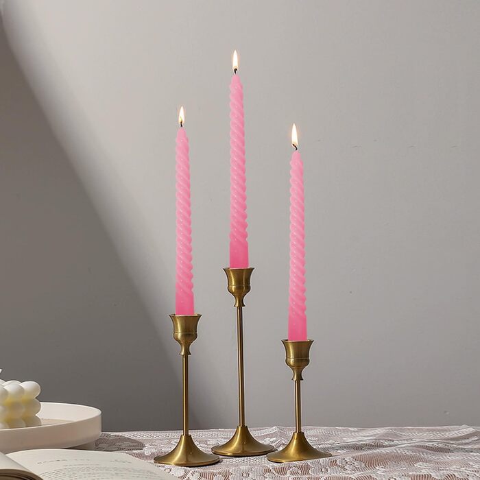 Набір з 4 конічних спіральних свічок 2,2 x 25 см, рожевий Love Topsics