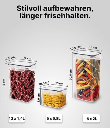 Набір ємностей для зберігання 24 предмети, прозорий/чорний Deco haus