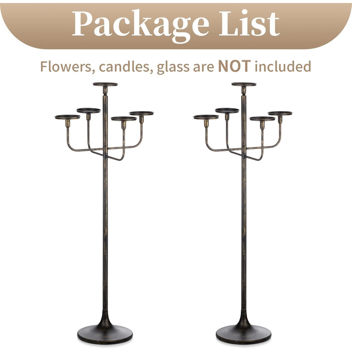 Підсвічник Sziqiqi, великий підсвічник висота 22 см, 5 вішок для свічок-паличок, стовпчастих свічок - металевий підлоговий підсвічник для вітальні на Хелловін, Різдво (чорний, 2)