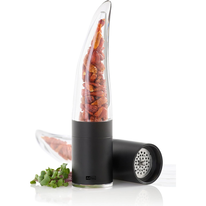 С начинкой из перца чили Резак чили с оригинальным режущим блоком Резак для специй в элегантной подарочной упаковке Матовая нержавеющая сталь (чили мельница черная)