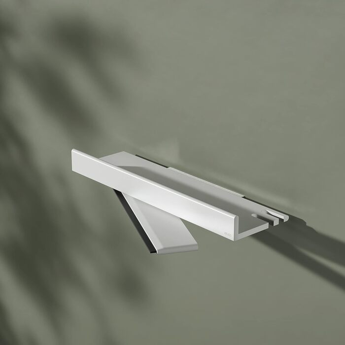 Душова полиця Keuco з алюмінієвим скляним ракелем, знімний кошик, зі зливними отворами, 35x6,6x11,6 см, настінна, Reva Black Selection (білий)