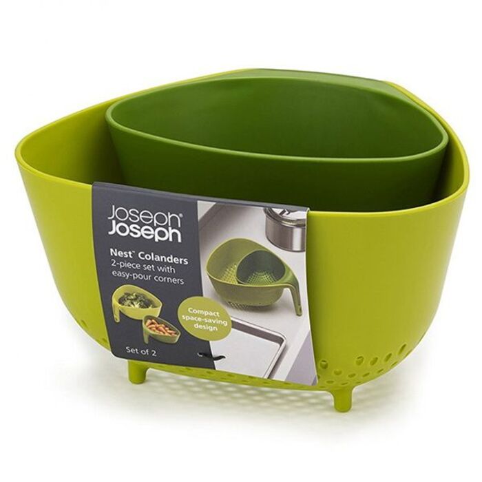 Набір друшляків із закругленими куточками Joseph Joseph Nest Colander, зелений, 22,1 х 23,5 х 13,3 см, 2 пр..