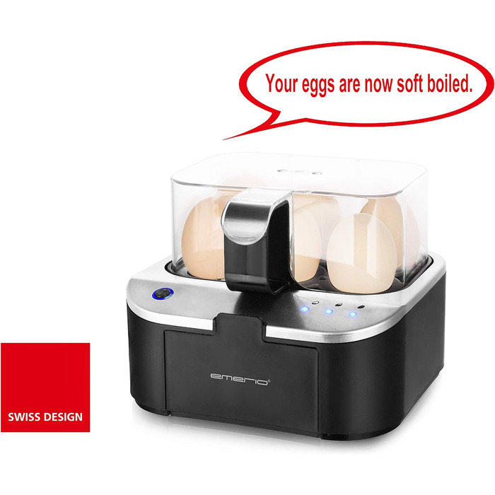 Яйцеварка на 6 яєць 400 Вт, чорна/срібляста Emerio