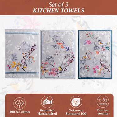 Набір із 3 багатоцільових кухонних рушників Maison d&39 Hermine Rural Christmas, 100 бавовна Барні рушники День подяки/Різдво (50 см x 70 см) (Рівнодення сірий)