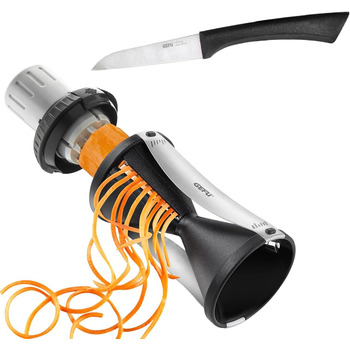 Набір кухонних помічників спіральний різак GEFU SPIRELLI та ніж для овочів SENSO - Спіральний різак для приготування овочевих спагетті та цудлів (Spirelli 2.0 та ніж)