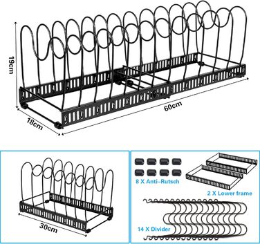 Підставки для посуду з 14 регульованими відділенями чорний ZLPBAO