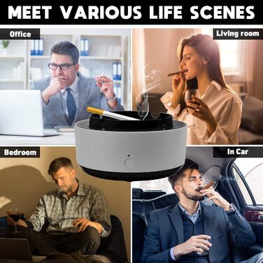 Бездимна попільничка з очищувачем повітря сірий Pipihome