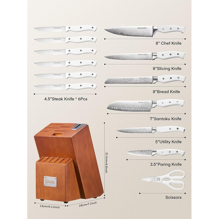 Блок ножей 14 предметов из нержавеющей стали D.Perlla