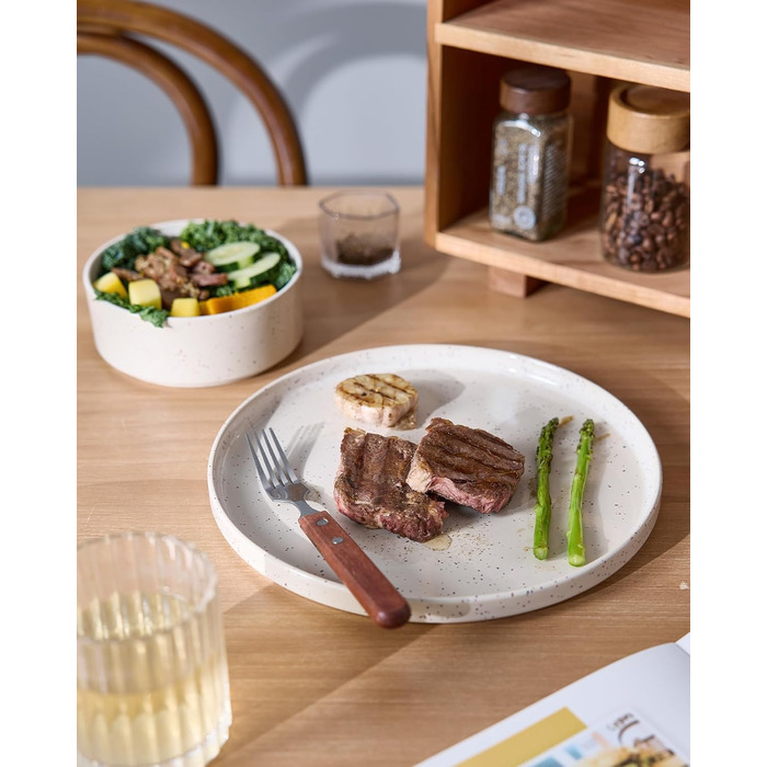 Набір посуду Richmount Nebula для 6 осіб, набір тарілок та мисок із 18 предметів, набір посуду з крапчастої кераміки, можна мити в мікрохвильовій печі та посудомийній машині, сервіз Nebula для 6 осіб (кремово-білі цятки, сервіз Nebula для 4 осіб)