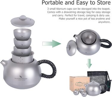 Чайный набор для кемпинга 380 мл 3 чашки iBasingo