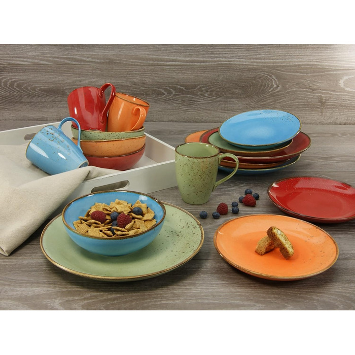 Серія Nature Collection Scandinavia, набір посуду з 16 предметів, комбінований сервіз з керамограніту (16 шт. , Середземномор'я), 19984