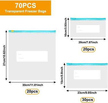 Вакуумні пакети 70 пакетів 10 х 20/ 15 х 23/ 27 х 30 см KineticKraft