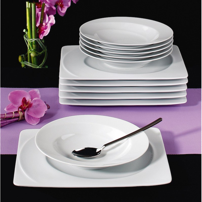 Набір тарілок квадратних 12 предметів білий Paso Seltmann