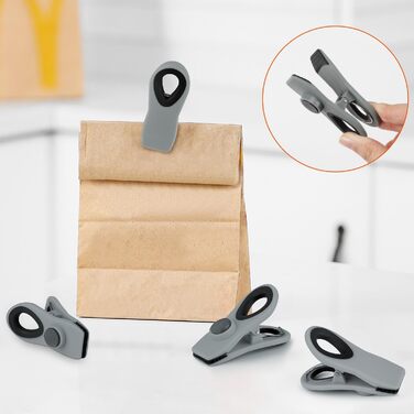 Набір прищіпок-затискачів із магнітом, сірого кольору 12 шт TACGEA