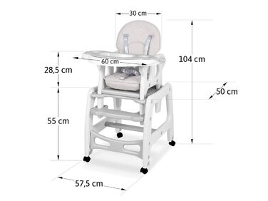 Детский стульчик для кормления 5-в-1 серый Ricokids