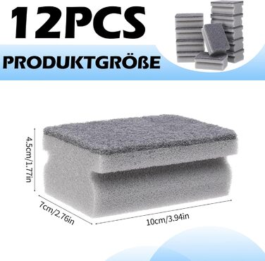 Набір губок для миття посуду 12 шт. 10 x 7 x 4,5 см сірий dusaniyali