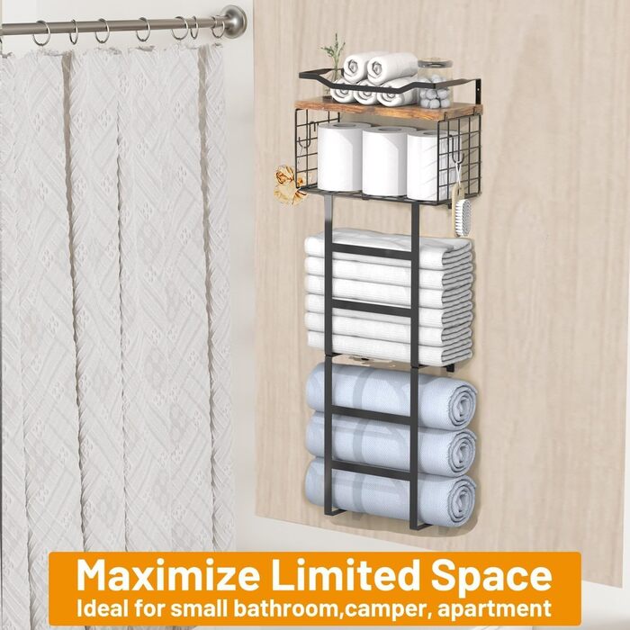 Настінний тримач для рушників чорний GLARETEX