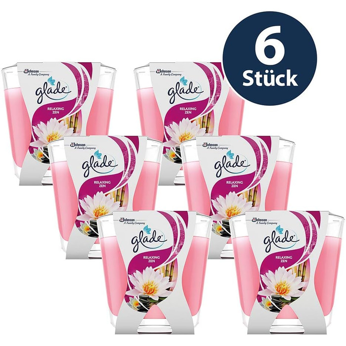 Ароматична свічка Glade (Brise) Dcor у склянці, Романтична ваніль, 6 шт. (6 x 70 г) (Розслаблюючий дзен)