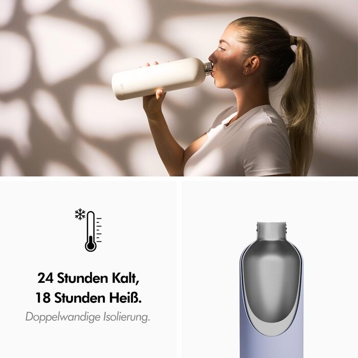 Термопляшка 1 л, кремово-біла KIVY