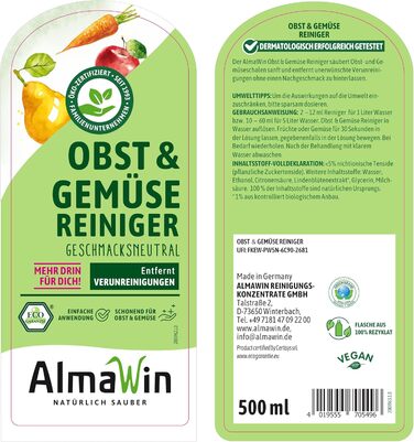 Засоби для миття овочів та фруктів 500 мл AlmaWin