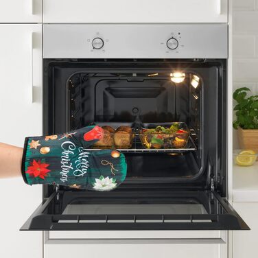 Різдвяний набір з 2 прихваток та 2 рукавичок для духовки, 4 предмети, зелений Beaupretty