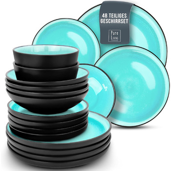 Набор кофейных чашек из 6 шт. Ibiza - Чашки из керамогранита премиум-класса, сейфы для мытья в посудомоечной машине и микроволновой печи, устойчивые к царапинам - стильный набор кружек для чая и кофе - посуда Pure Living, набор посуды из аквамарина (набор