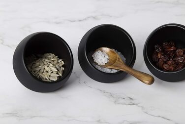 Сервировочный набор APS Moon - набор из 2 предметов 1 меламиновая миска (Ø 19 см) 1 откидная крышка с силиконовым уплотнителем, (черная, Ø 8 см)