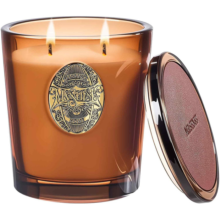 Ароматна свічка M&SENSE Лісова хатина, ароматичні свічки у склянці, натуральна соєва свічка, час горіння 55 годин, подарункові свічки для жінок та чоловіків, подарункова свічка (еспресо з гарячою карамеллю, 560 г)
