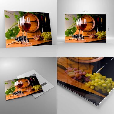 Настінні картини декор вітальні бочка з алкоголем пляшки з напоями картини на склі 120x80 см скляна картина спальня декор кухні настінне мистецтво друк мистецтва великий XXL настінна декорація картина зі скла сучасний GAA120x80-2238 (100Д x 70Ш см)