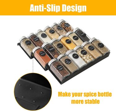 Органайзер для спецій пластиковий розсувний, 29,5-59 см, чорний Famhap