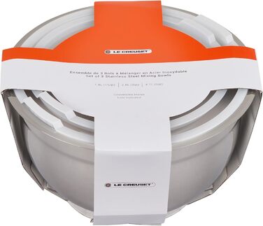 Набор мисок для смешивания с крышками, 3 предмета, нержавеющая сталь Le Creuset