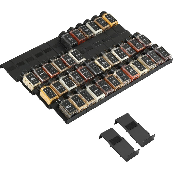 Органайзер для спецій пластиковий розсувний, 48 комірок, чорний Famhap