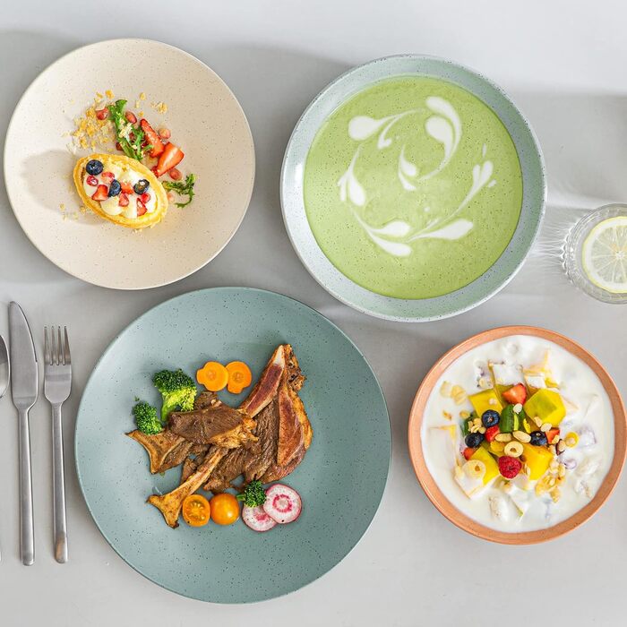 Столовий сервіз з керамограніту, ванкассо 32 шт. Карстовий комбінований сервіз з фаянсу, набір посуду у вінтажному вигляді на 4-12 осіб (Сабіна-м, посуд на 4 особи)