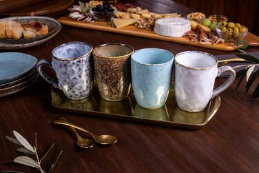 Набор кофейных кружек Singer Athens Набор кружек из 4 предметов для 4 керамических изделий, чайная кружка, расширяемая, с ручкой, повседневная, специальный завтрак, бранч, набор кружек на открытом воздухе Кофейная кружка 300 мл 4 шт.