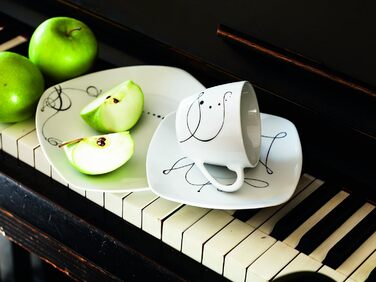 Серія Шансон, комбінований сервіз 30 предметів, порцеляновий набір посуду, на 6 персон, білий