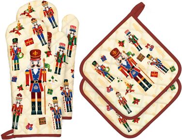 Набір з 2 кухонних рукавиць Arquiel з прихваткою та підставкою для каструль Gnome Autumn Orange Checked, 100 бавовняні кулінарні рукавички, термостійкі кухонні рукавички для приготування їжі, осінній декор, подарунки для жінок (різдвяний Лускунчик, прихва