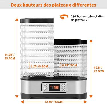 Дегідратор на 8 полиць, 400 Вт сріблястий COOCHEER