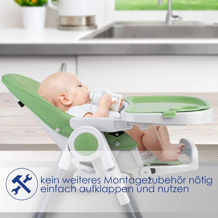 Дитячий стільчик для годування від 6 місяців зелений Kidiz