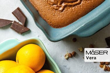 Серія Вера Каструлі з реактивною глазур'ю в наборі з 2 шт. , стійка до подряпин і порізів, прямокутна, керамічна (зелена), 931846