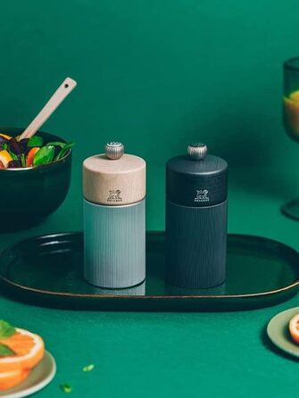 Перцева лінія 12 см Чорний перець - Класичне регулювання помелу - Алюміній і дерево з ущільненням PEFC - Карбонові кольори (один розмір, натуральні кольори - 18 см)