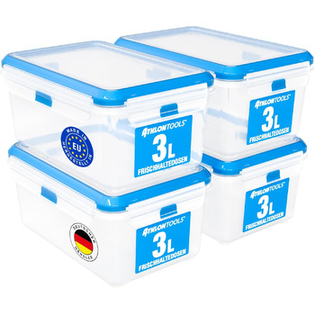 Набір з 4 контейнерів для зберігання продуктів 3 л з кришками ATHLON TOOLS