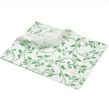 Жиронепроникний папір 25х20 см, зелений квітковий принт, 1 упаковка (1000 аркушів), GenWare