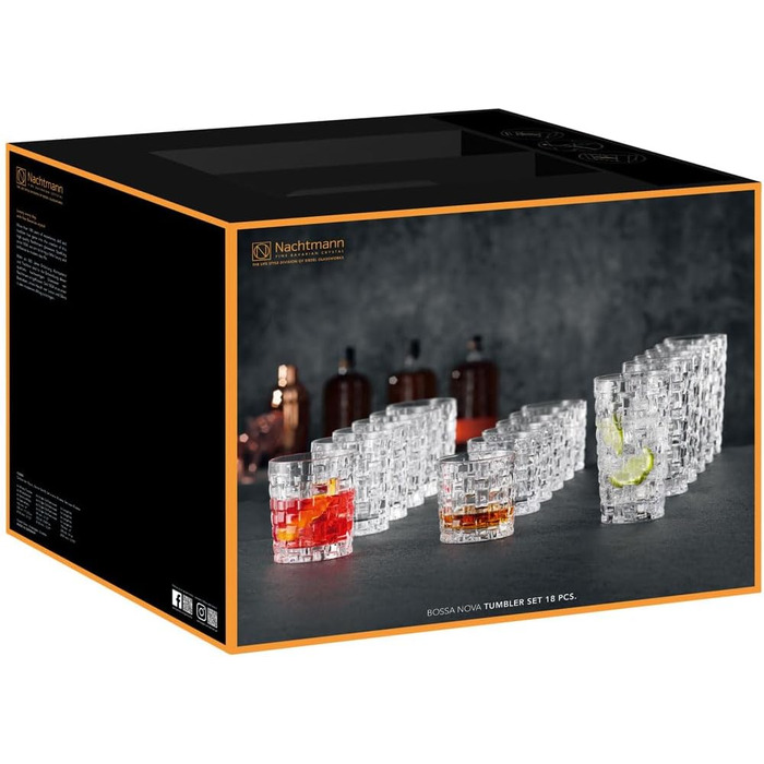 Набір склянок для віскі та лонгдринків, 18 предметів, Bossa Nova Nachtmann