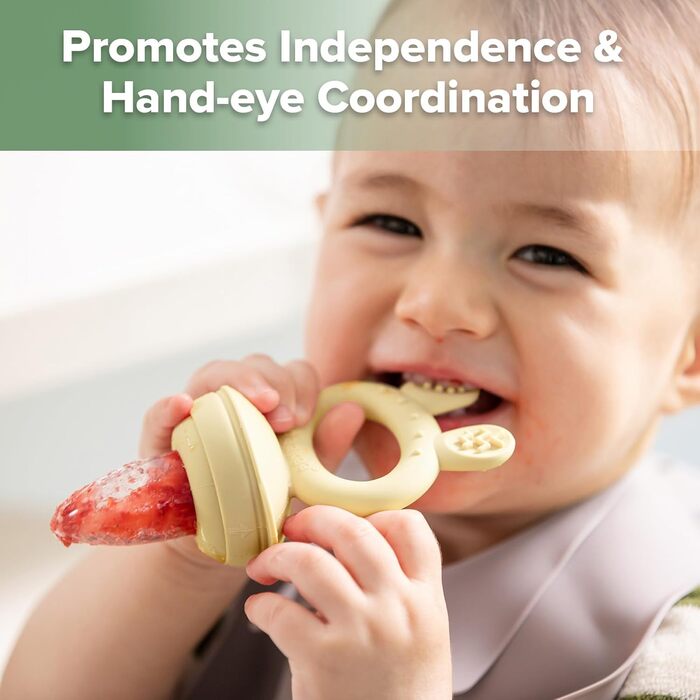 Годівниця для дитячого фруктового харчування Haakaa та міні-лоток для перекусів у морозильній камері, форми для морозива без бісфенолу А для безпечного самостійного годування немовлят, від 4 місяців (горохово-зелений) (вівсяний)