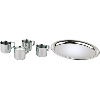 Набір глечиків для молока APS з 4 шт. , маленькі глечики для вершків для кави/молока, глечик для вершків, вміст 25 мл, нержавіюча сталь (комплект з кав'ярнею, 29 x 22 см)