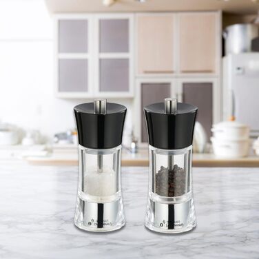 Регульований помел від дрібного до грубого, Керамічна шліфувальна машина Zassenhaus Зроблено в Німеччині , Ручний млин для перцю , Вже наповнений , Акрил чорний